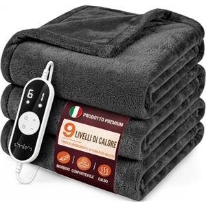 sinnlein® Sottocoperta Elettrica 200 x 180 cm | Scaldaletto Elettrico con Spegnimento Automatico | Coprimaterasso Termico | Timer | 9 Livelli di Temperatura
