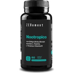 Zenement Nootropico - Ginkgo Biloba, Bacopa Monnieri e L-Teanina - 60 Capsule | con L-Tirosina e Vitamine del Gruppo B - Vegano, Formula Propria - 1 Capsula al Giorno, 2 Mesi di Trattamento, Zenement