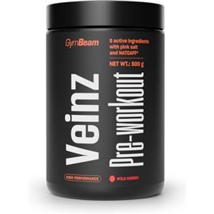 GymBeam Veinz Pre-Workout - Con Citrullina, Arginina, Caffeina NATCAFF®, Beta-Alanina e Vitamine, Gusto Fruttato, Vegano per Pump e Energia (500 g, wild cherry)