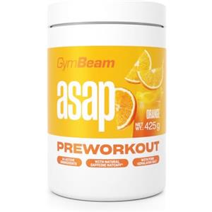 GymBeam Asap Pre-Workout Premium - Pre Allenamento Con Caffeina NATCAFF® - Integratore Pre Workout Pump Con 14 Sostanze Attive, Citrullina, Tè Verde, Niacina, Vitamina B12 (425 g, Arancia)