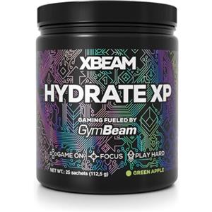 GymBeam XBEAM Hydrate XP - Multivitaminico con elettroliti, magnesio, vitamina C e polvere di cocco - Idratazione avanzata e supporto muscolare per gamer - Senza caffeina (112,5 g, Mela Verde)