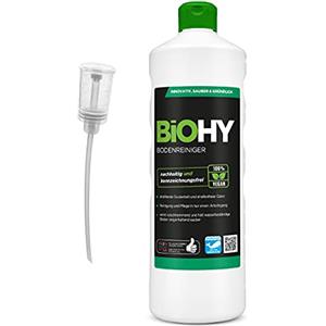 BiOHY Detersivo per pavimenti (Bottiglia da 1l) + Distributore | Concentrato per tutte le apparecchiature di pulizia e tutti i pavimenti duri | Pulizia senza striature (Bodenreiniger)
