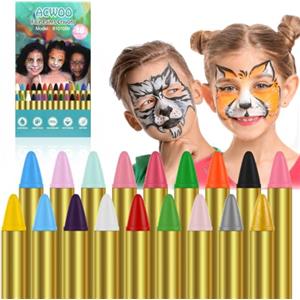 ACWOO Body Painting, 18 Colori Face Painting, Coloranti Naturale e Sicuro | Kit Pittura Face Painting Trucchi, per Feste, Trucco Make-up, Halloween, Natale
