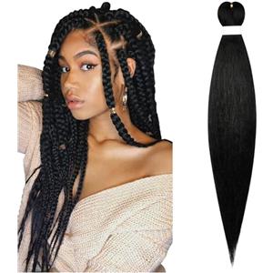 Aomig Extension per Treccie, Extension Treccine Africane Sintetica Braiding Hair, Jumbo Treccia Capelli Fibra Kanekalon Intrecciare per Ragazza Donna, Estensioni dei Capelli Ideali(Nero)