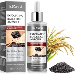 lofuanna Peel Shot Glow Rice Peeling Ampoule, Serum viso esfoliante di riso nero delicato per viso e corpo, ridurre i pori e idratare profondamente per tutti i tipi di pelle