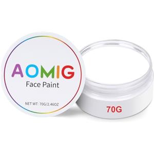 Aomig Trucco Body Paint Bianco per Viso, 70g Pittura Viso Trucco Bianco per Zombie, Joker, Vampiro, Scheletro, Costume Cosplay, Truccabimbi Anallergici Atossici Colori Halloween