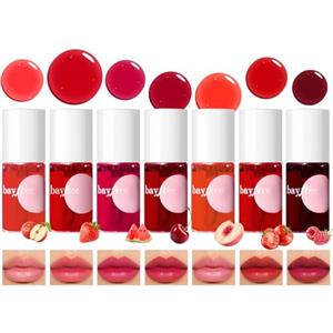 bayfree Lip Tint Set, Tinta Labbra Lunga Tenuta Waterproof, 7 Colori Opachi | Tinta Labbra e Guance 2 in 1, Blush Liquido Non Appiccicoso, No Transfer, Texture Leggero (Fruit Land)