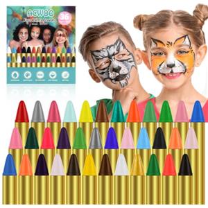 ACWOO Body Painting, 36 Colori Face Painting, Coloranti Naturale e Sicuro | Kit Pittura Face Painting Trucchi, per Feste, Trucco Make-up, Halloween, Natale