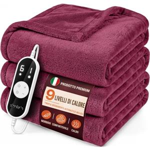 sinnlein® Sottocoperta Elettrica 180x130cm | Scaldaletto Elettrico con Spegnimento Automatico | Coprimaterasso Termico | Timer | 9 Livelli di Temperatura