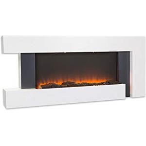 Klarstein Camino Elettrico Basso Consumo, Camino da Terra per Soggiorno, Elettrico da Parete, Caminetto 2000W, Finto Decorativo LED, Telecomando, Timer, Controllo Temperatura
