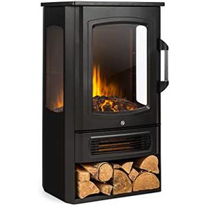 Klarstein Camino Elettrico, Caminetto Elettrico 2000 W, Camino Finto a Riscaldamento Elettrico a Basso Consumo, Fuoco Finto LED, Spazio per Legna, Termocamino, Termostato