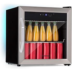 KLARSTEIN Smart Mini Frigo per Birra, Frigo Portatile da Camera, Frigorifero Piccolo Silenzioso da Ufficio, Mini da Camera con Porta in Vetro e Ripiani Rimovibili, Bar 0-13°C, IoT/App, 50L
