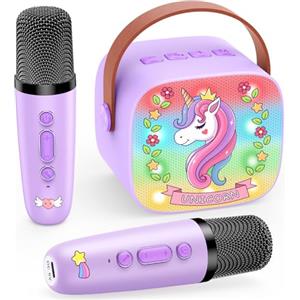 Dislocati Regalo Giocattoli Bambina 3-12 Anni, Karaoke con 2 Microfono Karaoke | Unicorno Bambina Regalo Giochi Bambina 3-12 Anni, Microfono Bambini Bluetooth, Regali di Compleanno Pasqua e Natale Bambini