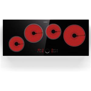 KLARSTEIN Piano Cottura Elettrico, Piano Cottura Elettrico 4 Fuochi Moderno, Piano Cottura Elettrico 4 Piastre 6500 W Integrato, Piano Cottura Vetroceramica Elettrico a Controlli Touch e Timer