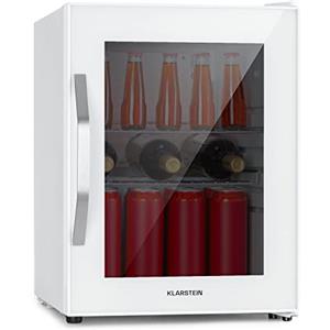 Klarstein Mini Frigo da Camera per Birra, Frigo Portatile da Camera, Piccolo da Ufficio, Mini da Ufficio con Porta in Vetro, Bar da con Ripiani Rimovibili, 0-10°C, 33L