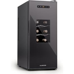 KLARSTEIN cantinetta vino a 1 zona a posizionamento libero, piccolo frigo per bevande, piccolo frigo per vino, piccola cantinetta con sportello di vetro, frigorifero bottiglie