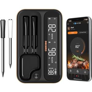 Inkbird Termometro da Cucina Wireless con Doppia Sonda, Bluetooth 5.4 e WiFi 5G, Display LCD Retroilluminato, Impermeabile IP67