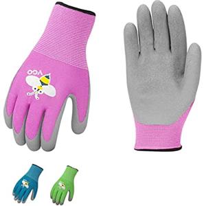 Vgo... 3 paia guanti da giardinaggio in gomma bambini 3-9 (KID-RB6013,XS) | lattice,traspirante,lavori di giardino neonati,presa palmo,facile da pulire,protezione dello sporco,piantagione,diserbo