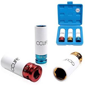 CCLIFE Chiavi a bussola per ruote, 3 pezzi Chiavi a bussola per Dadi Ruote antigraffio，Bussole e inserti da 17mm 19mm 21mm