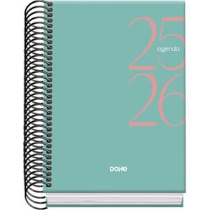 Dohe - Agenda scolastica 2025 2026 - Giorno per pagina, formato A6 (12 x 17 cm), spagnolo e inglese, da settembre a giugno, rilegatura a spirale, copertina rigida - SYSTEM Green