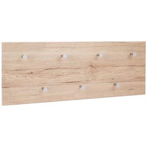 HAKU Appendiabiti da parete rovere San Remo MDF metallo cromo barra appendiabiti con 7 ganci Dim.: L 80 cm x A 30 cm x P 6 cm Stile: Modern