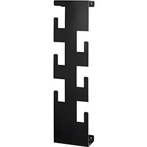 HAKU Appendiabiti da parete metallo appendiabiti in metallo pannello appendiabiti in metallo verniciato a polvere nero, con 6 ganci appendiabiti, Dim.: L 15 x A 60 x P 8 cm, Stile: moderno