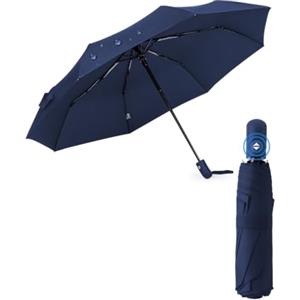 HW CASA Ombrello Pieghevole Antivento,105CM Ombrello Automatico,8 Stecche Rinforzo in Fibra di Vetro Antivento Robusto,Compatto e Portatile da Viaggio