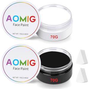 Aomig Pittura corporea 70g, 2 pezzi, vernice per viso, impermeabile, non tossica, trucco per bambini, per carnevale, Halloween