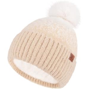 Bequemer Laden Invernale Donna Termico Cappello PON PON Berretto Sfumato | Termici Cappello Pon Pon Donna Berretto Invernale Spessa Beanie Cappelli Berretti con Fodera in Pile Regalo Natale Donna