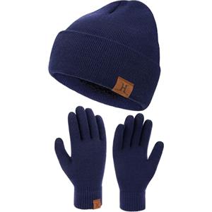 Bequemer Laden Uomo Donna Invernale Cappello Berretto e Touch Screen Guanti | Unisex Invernali Cappelli Berretti in Maglia a Coste con Fodera in Pile Termici Guanti Touch Screen, Regalo Natale, Sci Corsa