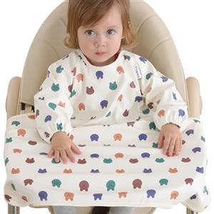 Yiupea Bavaglino per Bambini con Maniche Lunghe da Attaccare al Seggiolone da 6 a 24 mesi, Bavaglino per lo Svezzamento Impermeabile e Facile da Pulire, Lavabile in Lavatrice