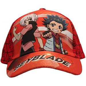 Beyblade Burst cap, Cappellino Kappy Cappy per Bambini, Ragazze e Ragazzi, con Velcro Regolabile Rosso/Blu (54, Rosso)