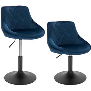 WOLTU Sgabelli Trucco Set 2, Sedie Cucina con Schienale Velluto, Blu | Sgabello per Toeletta Trucco, Sedia Alta per Cucina, Sedia Girevole per Ufficio, Regolabile in Altezza, 42-58 cm