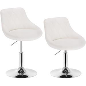 WOLTU Sgabelli Trucco Set 2, Sedie Cucina con Schienale, PU, Bianco | Sgabello per Toeletta Trucco, Sedia Alta per Cucina, Sedia Girevole per Ufficio, Regolabile in Altezza, 42-58 cm
