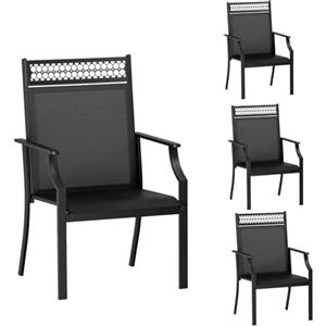 LIFERUN Set di 4pcs sedie da giardino con seduta allargata, in tessuto Teslin, traspiranti, ad asciugatura rapida, per esterni, portata fino a 120 kg, per giardino, terrazza, balcone, piscina (nero)