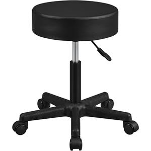 Yaheetech Sgabello da Trucco Rotondo Girevole Regolabile in 46-61.5 cm | Rotazione di 360°con spessore da 10 cm, per Camera da Letto Soggiorno Salone, Nero