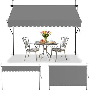 UISEBRT Tenda da Sole a Bracci con Manovella, 250x120cm Protezione per Balcone Regolabile, Senza Forare, protezione UV Tenda da sole per finestre, terrazze, balconi o giardini，Grigio scuro
