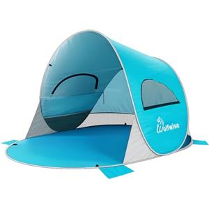 Wolfwise Tenda Pop up Istantaneo per 3-4 Persone, Spiaggia UPF 50+, Tenda Automatica Portabile Riparo Dal Sole per Famiglia, Pesca, Trekking, Picnic, Blu