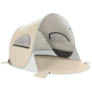 Wolfwise Tenda Pop up Istantaneo per 3-4 Persone, Spiaggia UPF 50+, Tenda Automatica Portabile Riparo Dal Sole per Famiglia, Pesca, Trekking, Picnic, Sabbia Beige