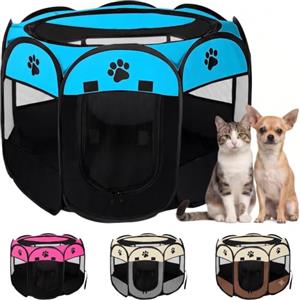 JUPPLIES Recinto Pieghevole per Cani e Gatti 73x73x43cm - Box Portatile in Tessuto Oxford Impermeabile e Traspirante, per Cuccioli e Animali da Interno o Esterno, Montaggio Rapido Senza Attrezzi (Blu)