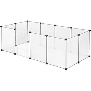 EUGAD Recinto per Piccoli Animali, Trasparente Recinto per Piccoli | 12 Pannelli 45x35cm, con Porta, in PP, Gabbia per Porcellino d'India, DIY Recinzione per Conigli, Criceti, Cucciolo