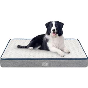 EMPSIGN Cuscino Reversibile Sfoderabile Lavabile Cane Gatti, 90x60x7,5cm | grigio, materasso stagionale fresco e caldo, schiuma a nido d'uovo traspirante, fodera impermeabile, cerniera resistente