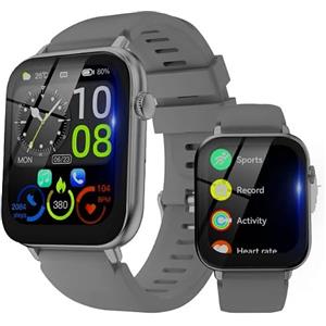 STECEi Smartwatch Uomo Donna, Schermo HD da 1,85'' Orologio Smartwatch con Effettua/Risposta Chiamate, 112 Sportive Smart Watch con Contapassi/Sonno/Cardiofrequenzimetro, Impermeabile IP68, Grigio