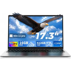 MITUNTUN Computer portatile da 17,3", Core i5-7Y57, 16GB RAM, 512GB SSD | 2 core, 4 fili, fino a 3,2 GHz, display FHD IPS, tastiera retroilluminata, tastierino numerico, cerniera a 180° e USB 3.0
