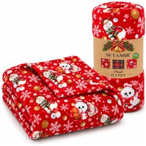 Suyamir Plaid Natalizio in Pile Morbido 130x160 cm,Coperta Calda per Divano e Letto | Morbido, caldo, leggero, stile natalizio, Idea Regalo di Natale