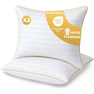 Panteka Cuscini Letto 60x60 cm Set di 2 - Guanciale di Hotel di Lusso per Dormire | Cuscino Morbido per Dormire, Standard di Lusso da Hotel, Antiacaro e Anallergico, Certificati Oeko-Tex, Lavabili in Lavatrice