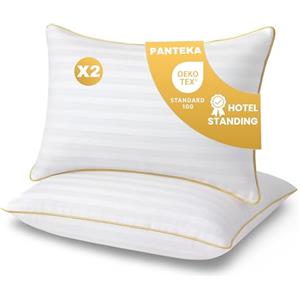 Panteka Cuscini Letto 50x70 cm Set di 2 - Guanciale di Hotel di Lusso per Dormire | Cuscino Morbido per Dormire, Standard di Lusso da Hotel, Antiacaro e Anallergico, Certificati Oeko-Tex, Lavabili in Lavatrice
