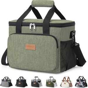 Lifewit Borsa Termica Porta Pranzo 9L/ 15L, Borse Frigo Piccola | Borsetta Termico Pranzo Ufficio con Bandoulière e Scomparto,Insulated Lunch Bag per Lavoro,Mare,Spiaggia,Viaggio,Verde Scuro