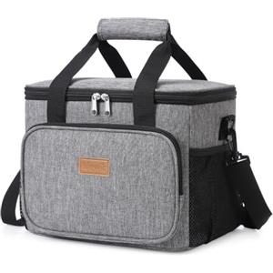 Lifewit Borsa Termica Porta Pranzo 9L/ 15L/ 24L/ 33L, Borse Frigo Piccola | Borsetta Termico Pranzo Ufficio con Bandoulière e Scomparto,Insulated Lunch Bag per Lavoro,Mare,Spiaggia,Viaggio,Grigio