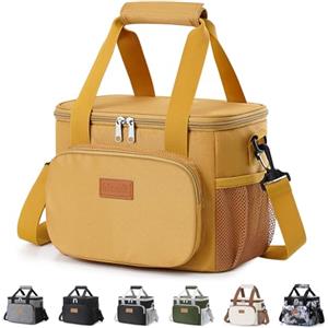 Lifewit Borsa Termica Porta Pranzo 9L, Borse Frigo Piccola | Borsetta Termico Pranzo Ufficio con Bandoulière e Scomparto,Insulated Lunch Bag per Lavoro,Mare,Spiaggia,Viaggio,Marrone